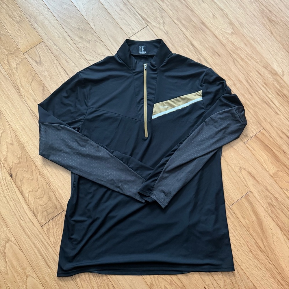 Decathlon Men's Black and Gold Running Quarter-Zip Jersey
